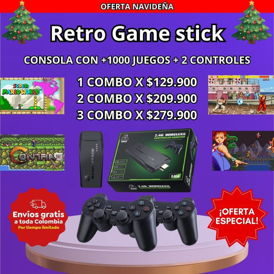 Retro Game stick™ - Consola +1000 juegos y 2 controles